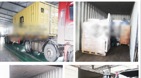 發(fā)往塞內(nèi)加爾噴砂罐及部件裝車發(fā)貨現(xiàn)場