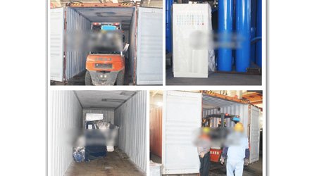 發(fā)往格魯吉亞q69系列輥道通過式鋼板型材拋丸清理機第三車裝車發(fā)貨現(xiàn)場