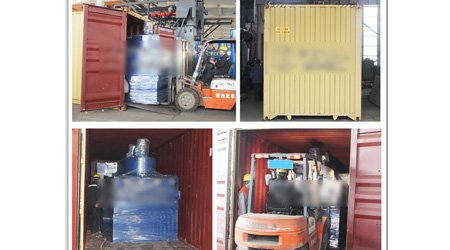 發(fā)往格魯吉亞Q69系列輥道通過式鋼板型材拋丸清理機發(fā)貨現(xiàn)場