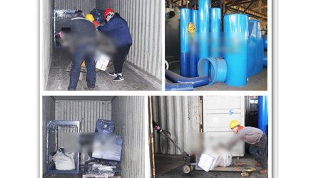 發(fā)往新加坡鋼板通過式型鋼_鋼板預處理線第三車裝車發(fā)貨現(xiàn)場