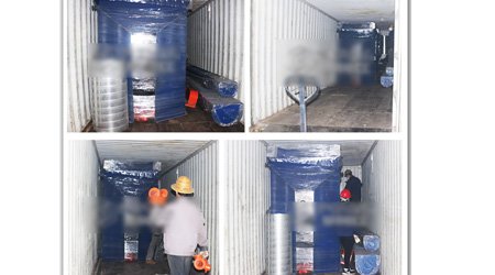 發(fā)往印度Q6912型大型輥道通過(guò)式拋丸清理機(jī)第二車(chē)發(fā)貨現(xiàn)場(chǎng)