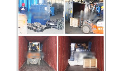 發(fā)往墨西哥Q698型大型通過(guò)式鋼板型鋼拋丸清理機(jī)發(fā)貨裝車(chē)現(xiàn)場(chǎng)